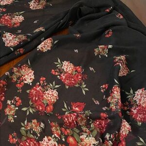 Floral Black and Red Scarf/Wrap